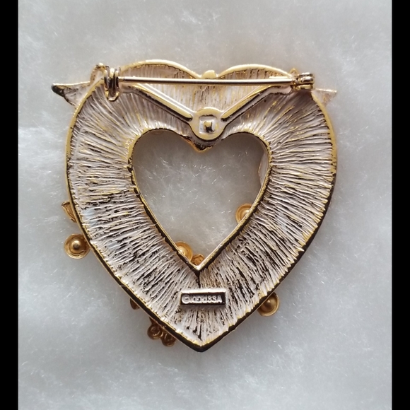 Aurora Borealis Rhinestone Heart Brooch Pin - Picture 7 of 10